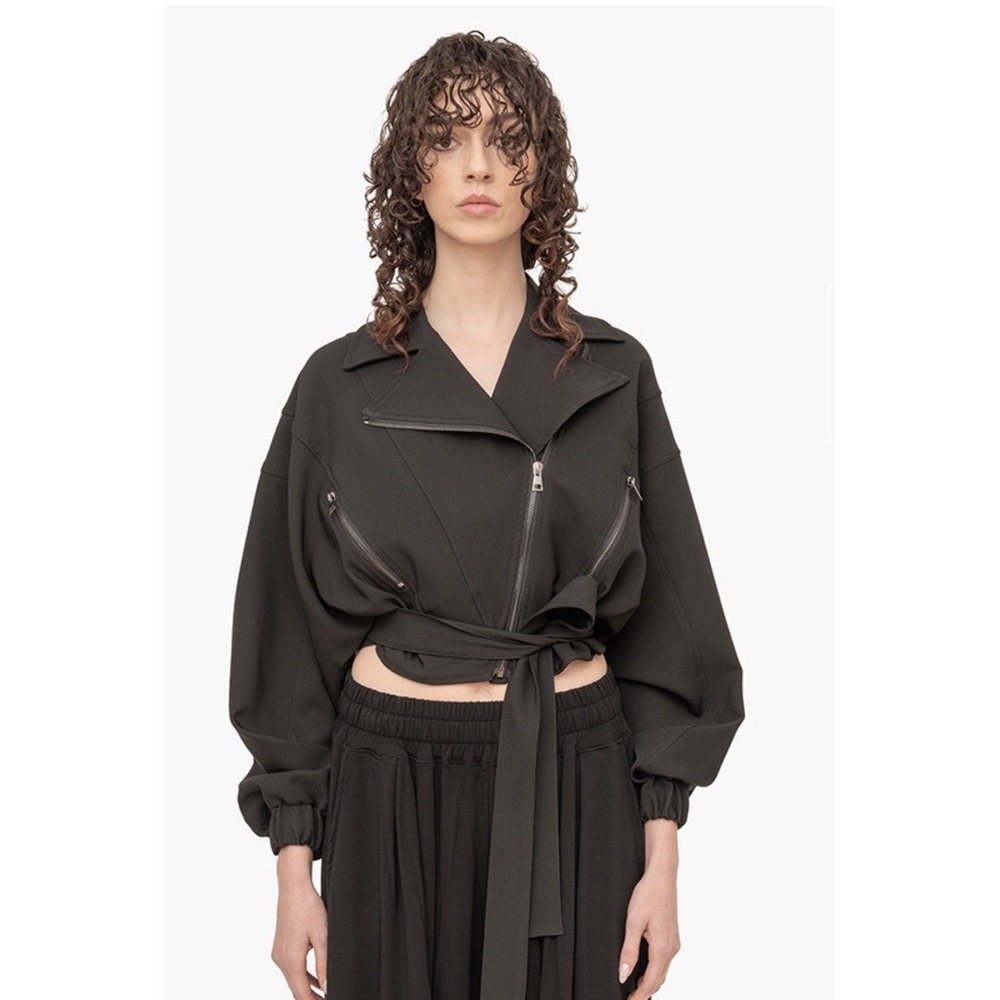 LA‎ HAINE INSIDE US WOMEN ROCKER BLACK CROP JACKET NWT MSRP $300 Size XS